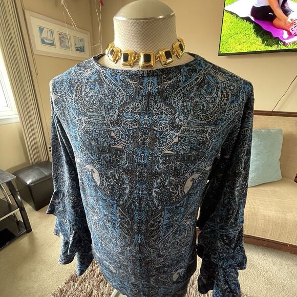 Ruff Hewn Women's Tiered Bell Long Sleeve Paisley Top Gothic Grunge Size 3X Work - Picture 10 of 16